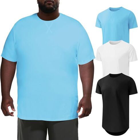 Men's 3XL-8XL Big and Tall T-Shirts Casual Stretch Short-Sleeve Tee for Men in Kuwait