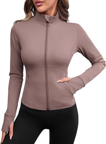 Avoogue Women خفيفة الوزن سترة نشطة كاملة zip تجريب يدير اليوغا ألعاب رياضية رياضية مع جيوب in Kuwait