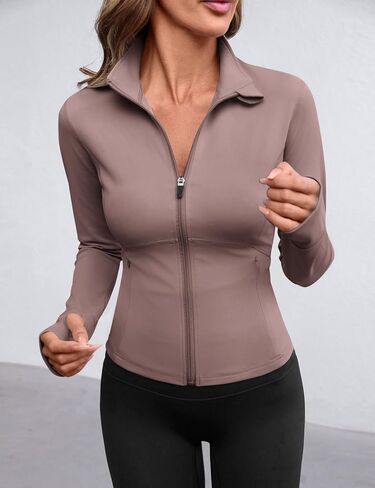 Avoogue Women خفيفة الوزن سترة نشطة كاملة zip تجريب يدير اليوغا ألعاب رياضية رياضية مع جيوب in Kuwait