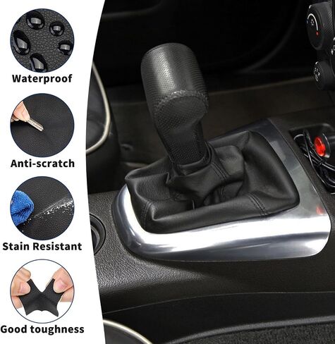 KBH Car Gear Shift Knob Boot Cover for Hummer H3 2005 2006 2007 2008 2009 2010 2011, Vinyl Leather Upholstery, Shifter Dust Covering Skin Replacement, Black in Saudi Arabia