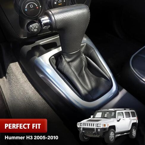 KBH Car Gear Shift Knob Boot Cover for Hummer H3 2005 2006 2007 2008 2009 2010 2011, Vinyl Leather Upholstery, Shifter Dust Covering Skin Replacement, Black in Saudi Arabia