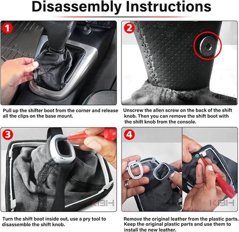 KBH Car Gear Shift Knob Boot Cover for Hummer H3 2005 2006 2007 2008 2009 2010 2011, Vinyl Leather Upholstery, Shifter Dust Covering Skin Replacement, Black in Saudi Arabia