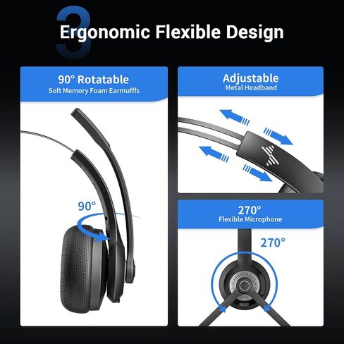 Bluetooth Wireless Headset with Mic for Work, Bluetooth 5.2, Advanced Noise-Cancelling Microphone, Calls Clear - Comfortable Over-Ear Headphones for PC, Laptop, iPhone, Android, Zoom, Office in Saudi Arabia