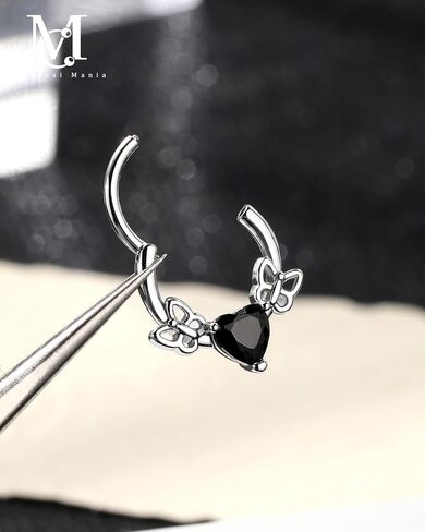 CM Crareesi Mania Heart Septum Ring 16g الحاجز المجوهرات 316L من الفولاذ المقاوم للصدأ الفولاذ الفراشة in Saudi Arabia