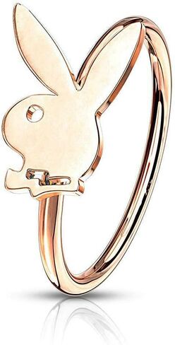 20G 316L Surgical Steel PVD Playboy Bunny Top Bendable Nose Ring Cartilage Hoop Helix Tragus Earrings Piercing Jewelry 8mm 5/16 Inch in Saudi Arabia