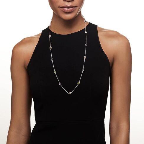 Ross-Simons 7.85 ct. t.w. Multi-Gemstone Station Necklace in Sterling Silver in Saudi Arabia
