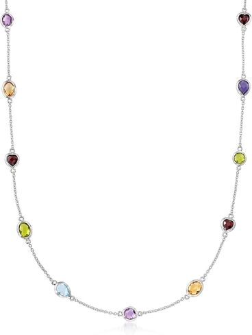 Ross-Simons 7.85 ct. t.w. Multi-Gemstone Station Necklace in Sterling Silver in Saudi Arabia