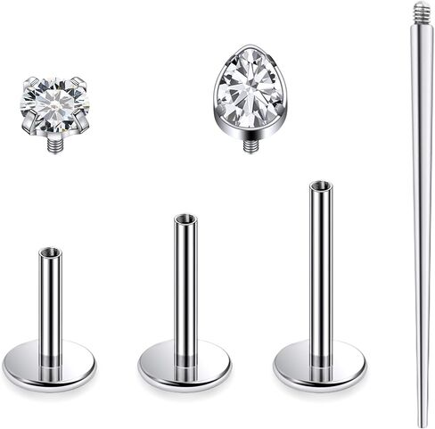 Ruifan Titanium Flat Back Lip Rings Internally Threaded Earrings Studs Nose Rings 16G Drop Flower Start Leaf Tragus Cartilage Lobe Rook Helix Conch Labret Medusa Piercing Jewelry for Women Men in Saudi Arabia