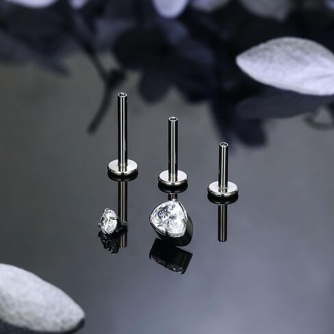 Ruifan Titanium Flat Back Lip Rings Internally Threaded Earrings Studs Nose Rings 16G Drop Flower Start Leaf Tragus Cartilage Lobe Rook Helix Conch Labret Medusa Piercing Jewelry for Women Men in Saudi Arabia