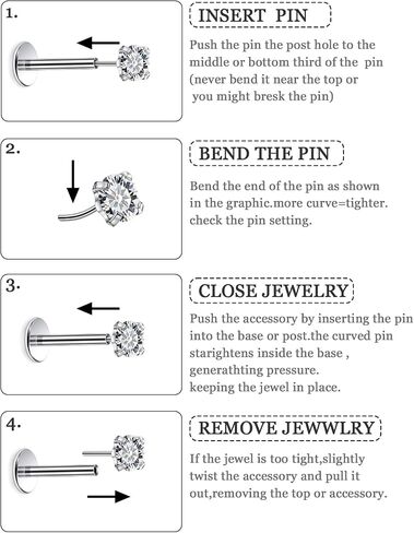 20G 18G 16G Threadless Flat Back Earrings Nose Rings Studs Surgical Stainless Steel Opal CZ Nose Rings Stud Tragus Helix Conch Cartilage Earrings Piercing Jewelry For Women Men Hypoallergenic in Saudi Arabia