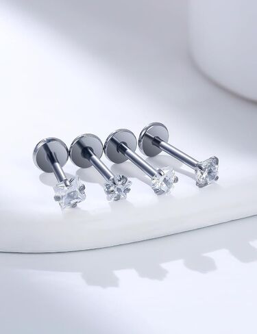 20G 18G 16G Threadless Flat Back Earrings Nose Rings Studs Surgical Stainless Steel Opal CZ Nose Rings Stud Tragus Helix Conch Cartilage Earrings Piercing Jewelry For Women Men Hypoallergenic in Saudi Arabia