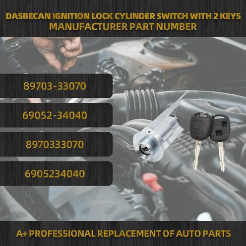 مجموعة أسطوانة قفل التبديل Dasbecan مع مفتاحين متوافقان مع لكزس تويوتا 4runner Avalon FJ Cruiser Land Cruiser Sequoia Solara Tundra 2001-2009 ، استبدل# 89703-33070 69052-34040 in Saudi Arabia