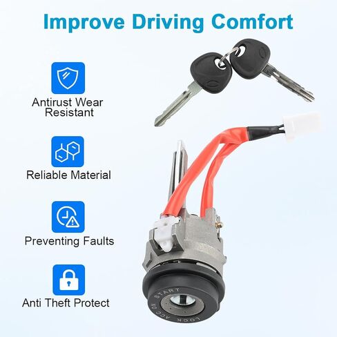 Ignition Switch Lock Cylinder wth 2 Keys Replacement for 81910-F0000 81910F0000 Compatible with Hyundai Elantra 2015 2016 2017 2018 2019 2020 in Saudi Arabia