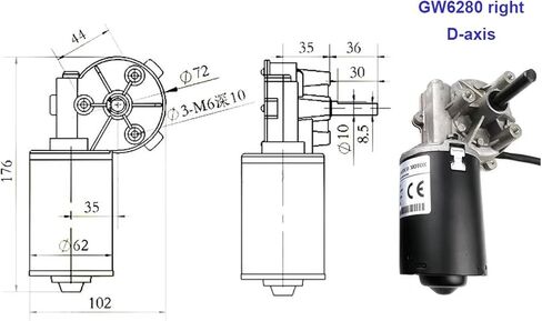 Gear Motor 24VDC High Torque Worm Gear Reducer Motor 30rpm 50rpm 100rpm Worm Gear Motor Wiper Barbecue Grill Rolling Shutter Door Motor(24V 50rpm,Axis Direction Left) in Kuwait