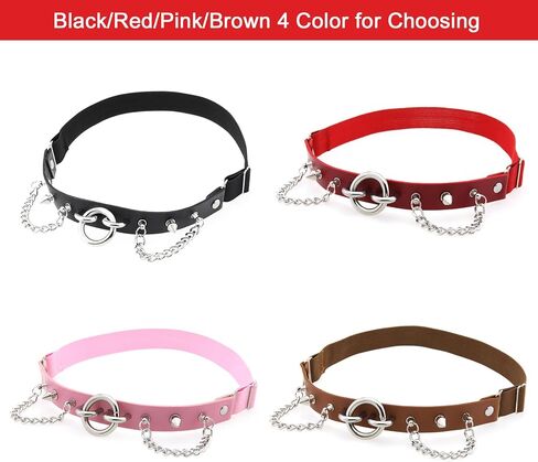 2PCs Adjustable Studded O-ring Leg Garter, Elastic Punk Thigh Garters with Chains for Women Parties, Black in Saudi Arabia