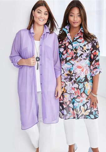 Jessica London Women's Plus Size Sheer Georgette Mega Tunic in Saudi Arabia