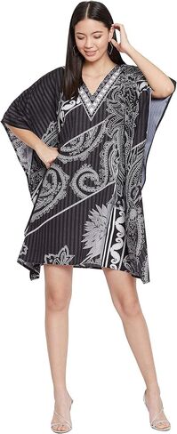 OUSSUM القصير القصير للنساء بالإضافة إلى الحجم KAFTAN TUNIC TOPS POLYESTER Summer Beach Clothing Mini Cover Ups Dress للسيدات in Kuwait