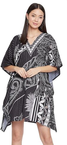 OUSSUM القصير القصير للنساء بالإضافة إلى الحجم KAFTAN TUNIC TOPS POLYESTER Summer Beach Clothing Mini Cover Ups Dress للسيدات in Kuwait