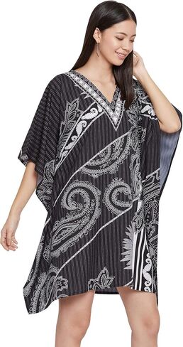 OUSSUM القصير القصير للنساء بالإضافة إلى الحجم KAFTAN TUNIC TOPS POLYESTER Summer Beach Clothing Mini Cover Ups Dress للسيدات in Kuwait