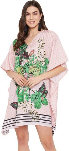 OUSSUM القصير القصير للنساء بالإضافة إلى الحجم KAFTAN TUNIC TOPS POLYESTER Summer Beach Clothing Mini Cover Ups Dress للسيدات in Kuwait