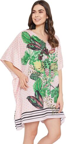 OUSSUM القصير القصير للنساء بالإضافة إلى الحجم KAFTAN TUNIC TOPS POLYESTER Summer Beach Clothing Mini Cover Ups Dress للسيدات in Kuwait