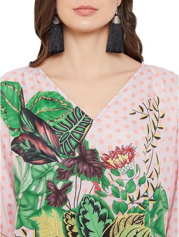 OUSSUM القصير القصير للنساء بالإضافة إلى الحجم KAFTAN TUNIC TOPS POLYESTER Summer Beach Clothing Mini Cover Ups Dress للسيدات in Kuwait