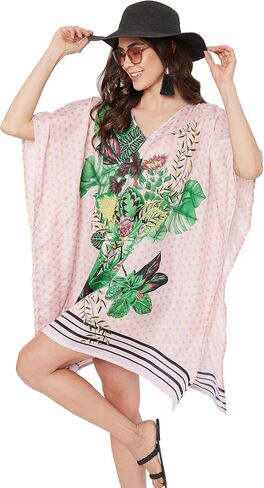 OUSSUM القصير القصير للنساء بالإضافة إلى الحجم KAFTAN TUNIC TOPS POLYESTER Summer Beach Clothing Mini Cover Ups Dress للسيدات in Kuwait
