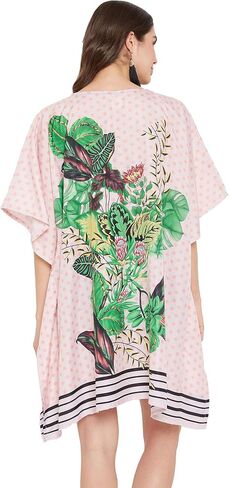 OUSSUM القصير القصير للنساء بالإضافة إلى الحجم KAFTAN TUNIC TOPS POLYESTER Summer Beach Clothing Mini Cover Ups Dress للسيدات in Kuwait