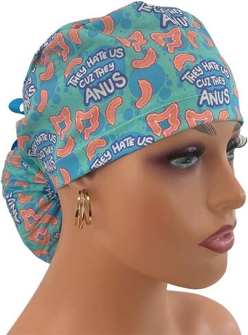 Ponytail Medical Scrub Cap. They Hate Us Because They Anus | Dr. Hats - Nurses Hats Black in Saudi Arabia