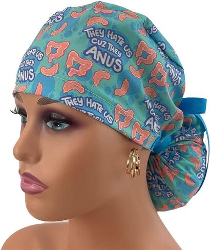 Ponytail Medical Scrub Cap. They Hate Us Because They Anus | Dr. Hats - Nurses Hats Black in Saudi Arabia