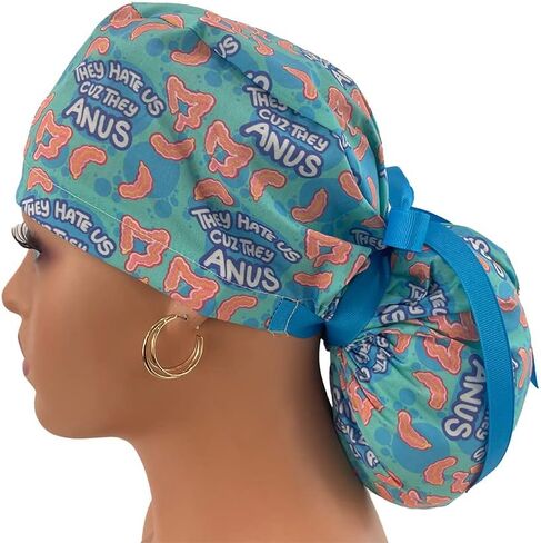 Ponytail Medical Scrub Cap. They Hate Us Because They Anus | Dr. Hats - Nurses Hats Black in Saudi Arabia