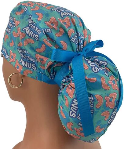 Ponytail Medical Scrub Cap. They Hate Us Because They Anus | Dr. Hats - Nurses Hats Black in Saudi Arabia
