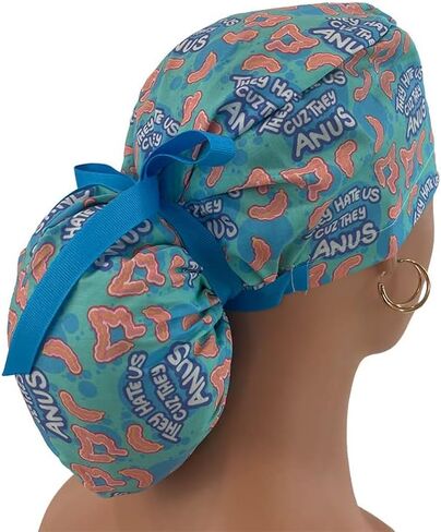 Ponytail Medical Scrub Cap. They Hate Us Because They Anus | Dr. Hats - Nurses Hats Black in Saudi Arabia