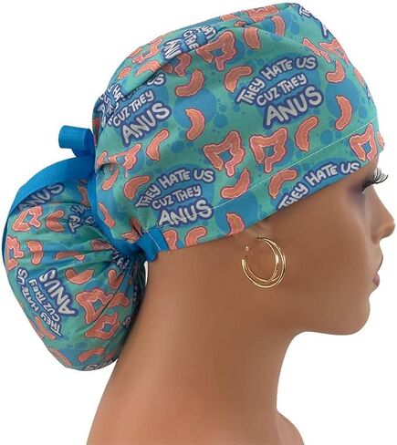 Ponytail Medical Scrub Cap. They Hate Us Because They Anus | Dr. Hats - Nurses Hats Black in Saudi Arabia