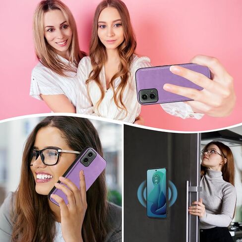 Asuwish Phone Case for Motorola Moto G 5G 2024 Zipper Wallet Magnetic Detachable Cell Cover with Tempered Glass Screen Protector Crossbody Strap Mandala Flower Card Holder G5G 5 G G5 Women Rose Gold in Saudi Arabia