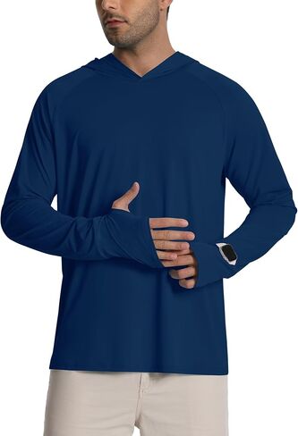 Hotfiary Mens Sun Protection Hoodie UPF 50+ Fishing Shirt for Men Long Sleeve UV Hooded Rash Guard Swim Shirts Running Hiking in Saudi Arabia
