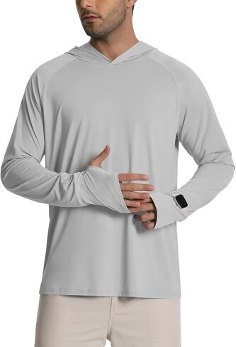 Hotfiary Mens Sun Protection Hoodie UPF 50+ Fishing Shirt for Men Long Sleeve UV Hooded Rash Guard Swim Shirts Running Hiking in Saudi Arabia
