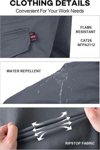 FR Pants for Men Ripstop Flame/Water Resistant Lightweight Cargo Pants Boot Cut CAT2 NFPA2112 Welding Pants in Saudi Arabia