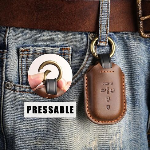 fits for Honda Key Fob Covers. Compatible with 2022-2025 Accord, CR-V, HR-V, Passport, Ridgeline, BR-V, Civic, Pilot, Insight 5 Button Smart Leather Car Key Shell Case Chain /Brown in Saudi Arabia