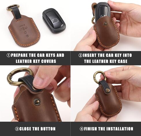 fits for Honda Key Fob Covers. Compatible with 2022-2025 Accord, CR-V, HR-V, Passport, Ridgeline, BR-V, Civic, Pilot, Insight 5 Button Smart Leather Car Key Shell Case Chain /Brown in Saudi Arabia