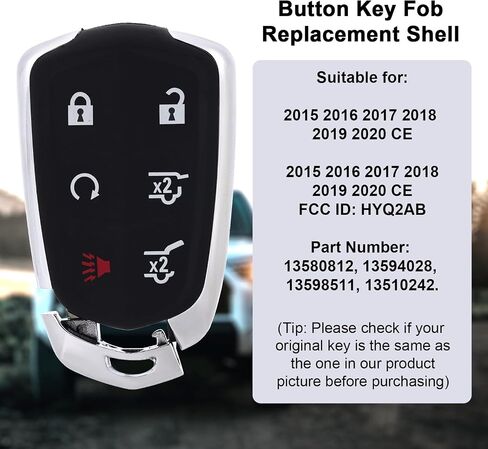 6 زر مفتاح FOB shell لـ CE ، 2.72 × 1.77 بوصة ، استبدال حامل الغلاف ذكي قذيفة ذكي متوافق مع CE 2015 2016 ETC in Saudi Arabia