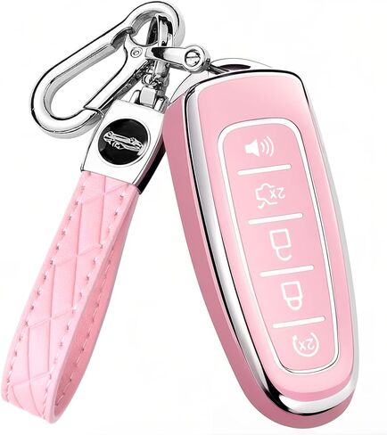 غطاء مفتاح FOB لفورد مع keychain explorer Edge Expedition Flex Fecy Taurus Lincoln MKS MKT MKX Premium Soft TPU حامل حالة الحماية الكاملة (أسود) in Kuwait