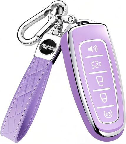 غطاء مفتاح FOB لفورد مع keychain explorer Edge Expedition Flex Fecy Taurus Lincoln MKS MKT MKX Premium Soft TPU حامل حالة الحماية الكاملة (أسود) in Kuwait