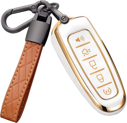 غطاء مفتاح FOB لفورد مع keychain explorer Edge Expedition Flex Fecy Taurus Lincoln MKS MKT MKX Premium Soft TPU حامل حالة الحماية الكاملة (أسود) in Kuwait