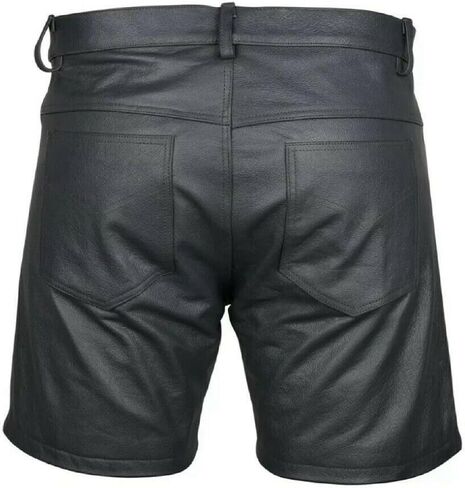 Mens Leather Shorts Genuine Real Leather Multi Pockets Pant Style Zipper Shorts Nicker for Workout,Running,Gym,Party in Saudi Arabia
