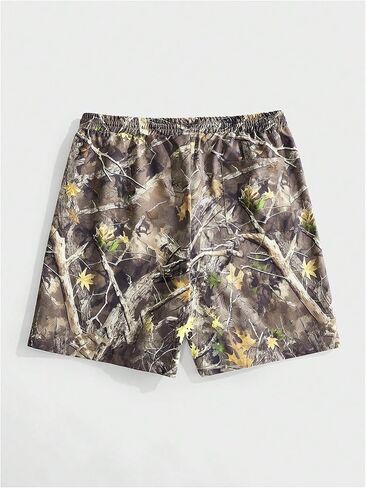 شورت Soly Hux Men's Camo Shorts Maple Leaf Print Draphstring مرنة الصيف شورت الشارع in Saudi Arabia