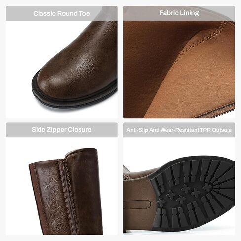 SHIBEVER Women's Knee High Boots Comfortable Round Toe Low Heel Tall Booties with Side Zipper Fall Winter Dressy Shoes in Saudi Arabia