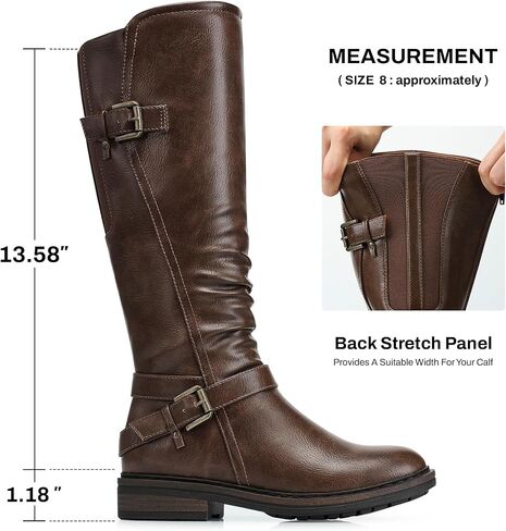 SHIBEVER Women's Knee High Boots Comfortable Round Toe Low Heel Tall Booties with Side Zipper Fall Winter Dressy Shoes in Saudi Arabia