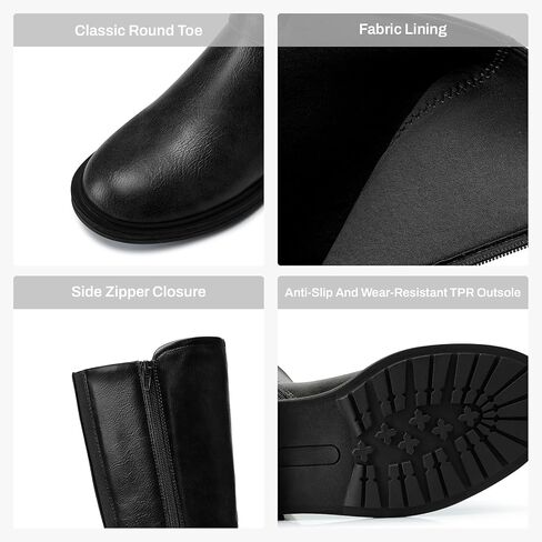 SHIBEVER Women's Knee High Boots Comfortable Round Toe Low Heel Tall Booties with Side Zipper Fall Winter Dressy Shoes in Saudi Arabia