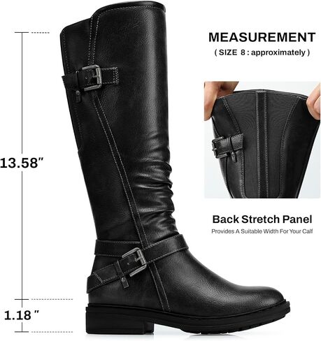 SHIBEVER Women's Knee High Boots Comfortable Round Toe Low Heel Tall Booties with Side Zipper Fall Winter Dressy Shoes in Saudi Arabia